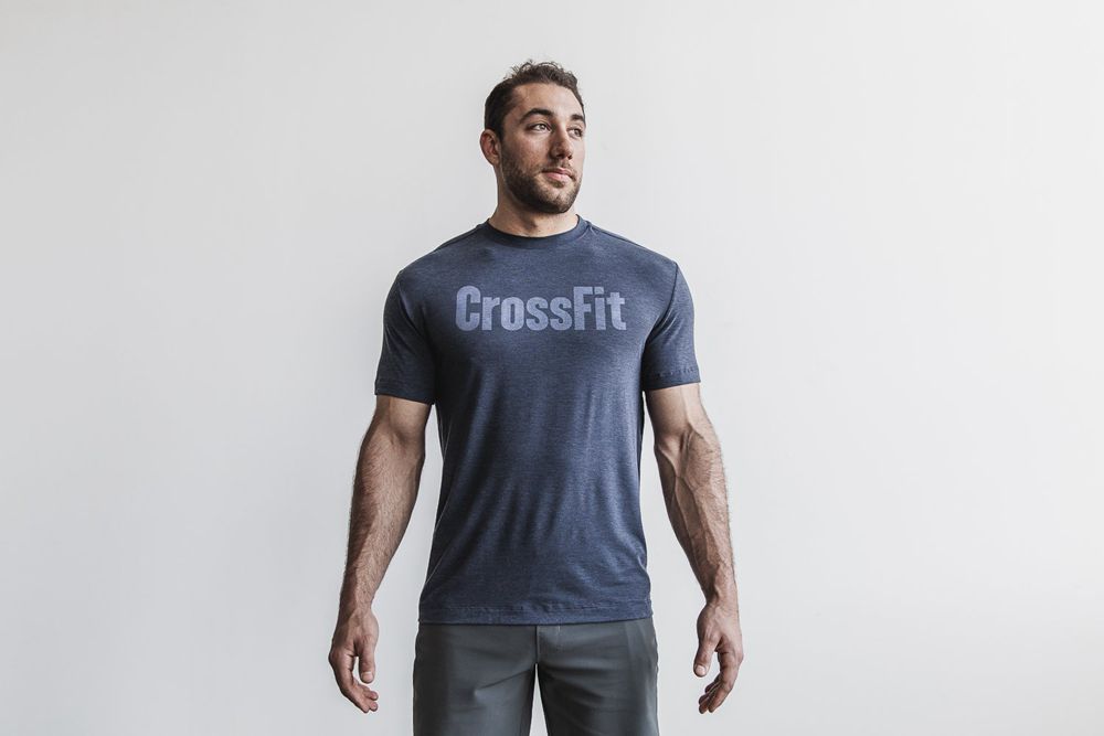 NOBULL Men's Crossfit® Tee - Navy - Ireland (8725BOHGP)